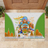 India Independence Day Rubber Doormat Indian Landmark Peacock Mandala Cultural Heritage