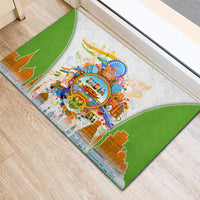 India Independence Day Rubber Doormat Indian Landmark Peacock Mandala Cultural Heritage