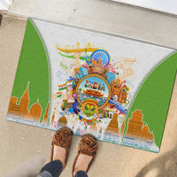 India Independence Day Rubber Doormat Indian Landmark Peacock Mandala Cultural Heritage
