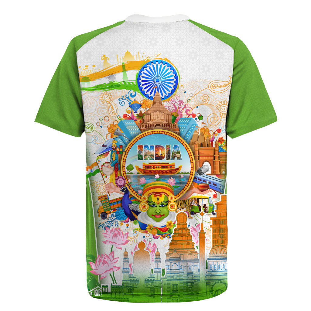 India Independence Day Rugby Jersey Indian Landmark Peacock Mandala Cultural Heritage