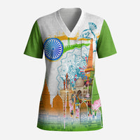 India Independence Day Scrub Top Indian Landmark Peacock Mandala Cultural Heritage