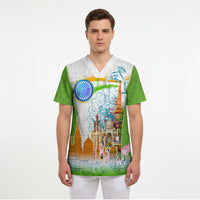 India Independence Day Scrub Top Indian Landmark Peacock Mandala Cultural Heritage