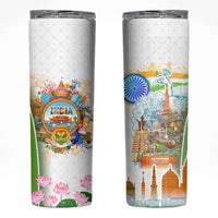 India Independence Day Skinny Tumbler Indian Landmark Peacock Mandala Cultural Heritage