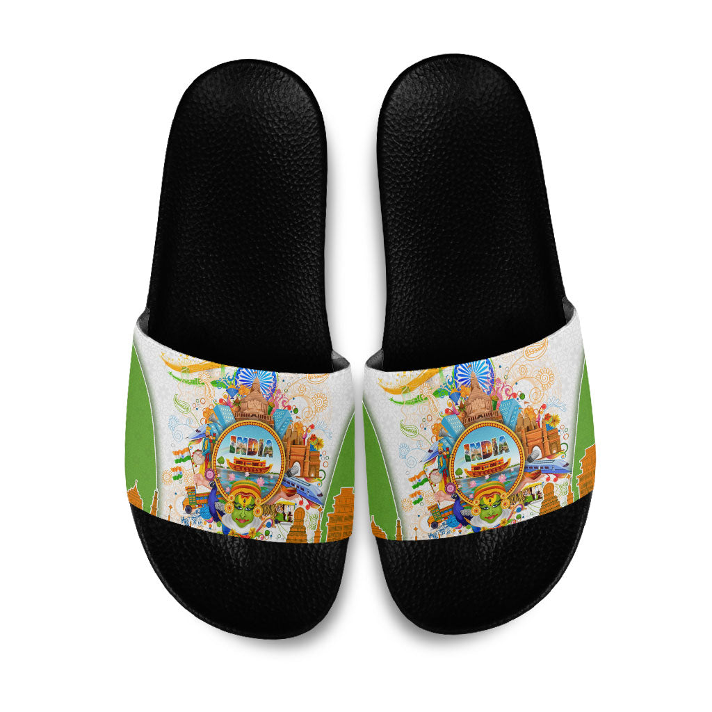 India Independence Day Slide Sandals Indian Landmark Peacock Mandala Cultural Heritage