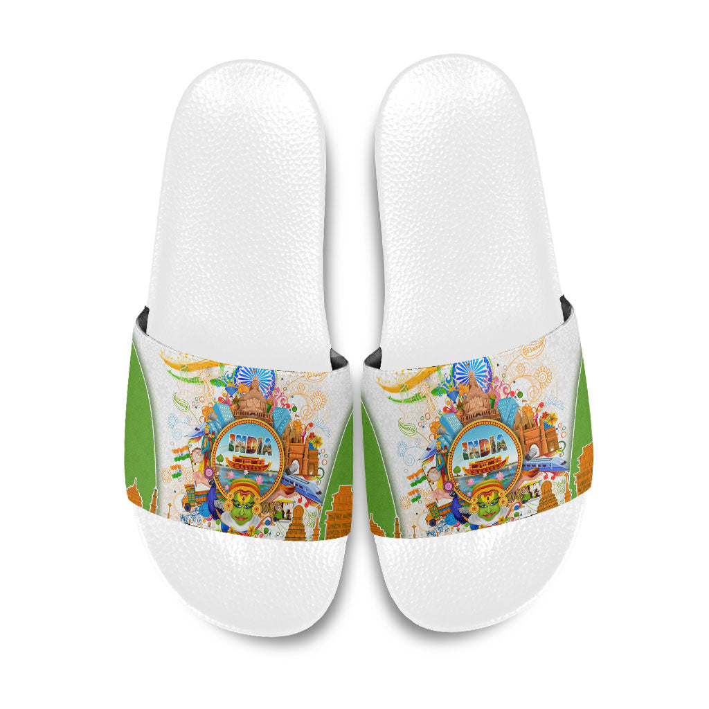 India Independence Day Slide Sandals Indian Landmark Peacock Mandala Cultural Heritage