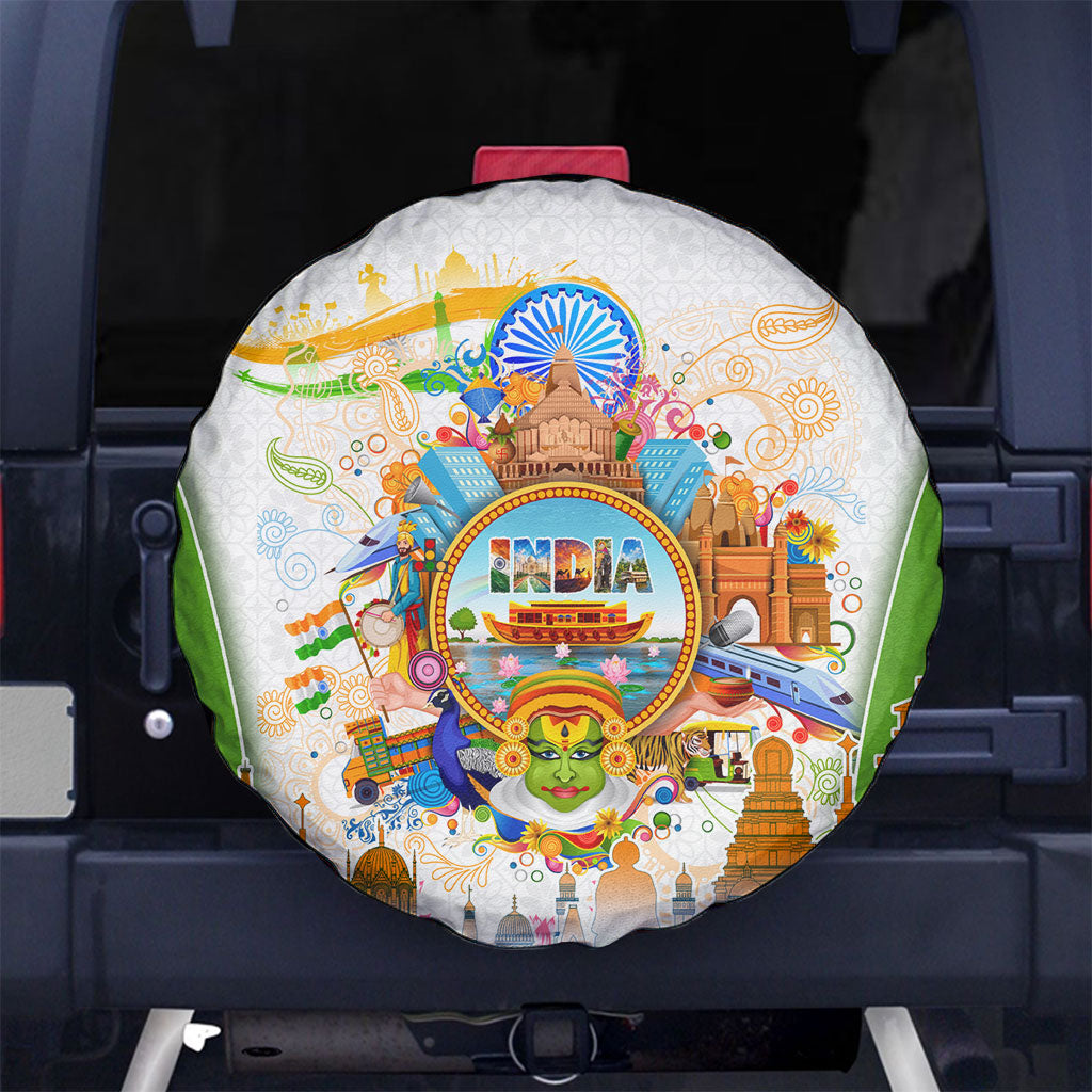 India Independence Day Spare Tire Cover Indian Landmark Peacock Mandala Cultural Heritage