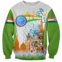 India Independence Day Sweatshirt Indian Landmark Peacock Mandala Cultural Heritage