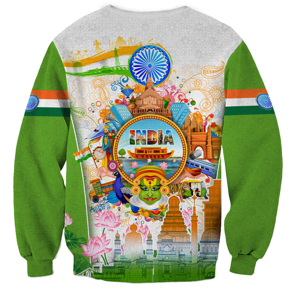 India Independence Day Sweatshirt Indian Landmark Peacock Mandala Cultural Heritage