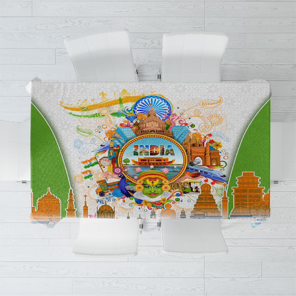 India Independence Day Tablecloth Indian Landmark Peacock Mandala Cultural Heritage