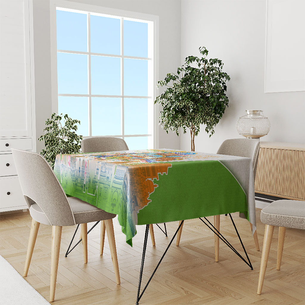 India Independence Day Tablecloth Indian Landmark Peacock Mandala Cultural Heritage
