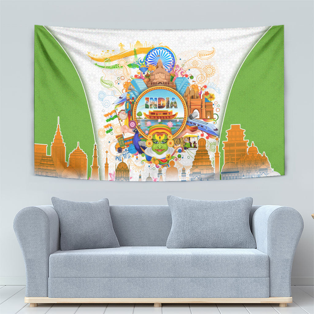 India Independence Day Tapestry Indian Landmark Peacock Mandala Cultural Heritage