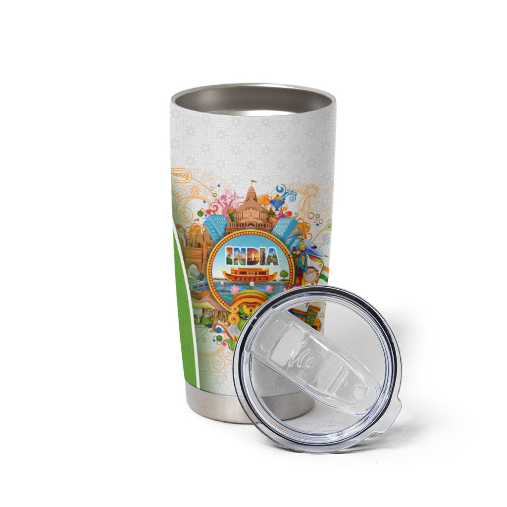 India Independence Day Tumbler Cup Indian Landmark Peacock Mandala Cultural Heritage