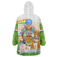 India Independence Day Wearable Blanket Hoodie Indian Landmark Peacock Mandala Cultural Heritage