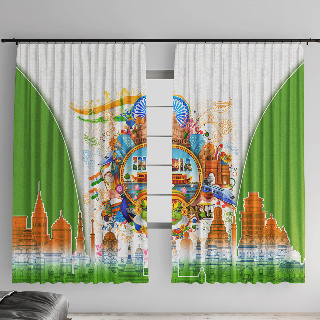 India Independence Day Window Curtain Indian Landmark Peacock Mandala Cultural Heritage