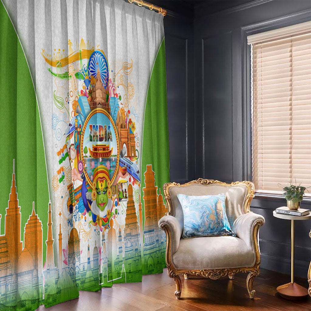 India Independence Day Window Curtain Indian Landmark Peacock Mandala Cultural Heritage