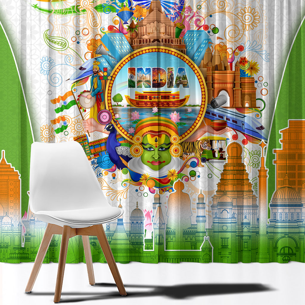 India Independence Day Window Curtain Indian Landmark Peacock Mandala Cultural Heritage