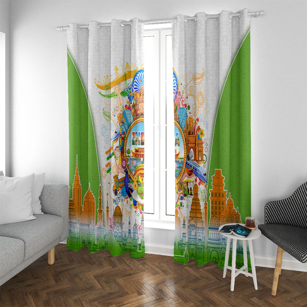 India Independence Day Window Curtain Indian Landmark Peacock Mandala Cultural Heritage
