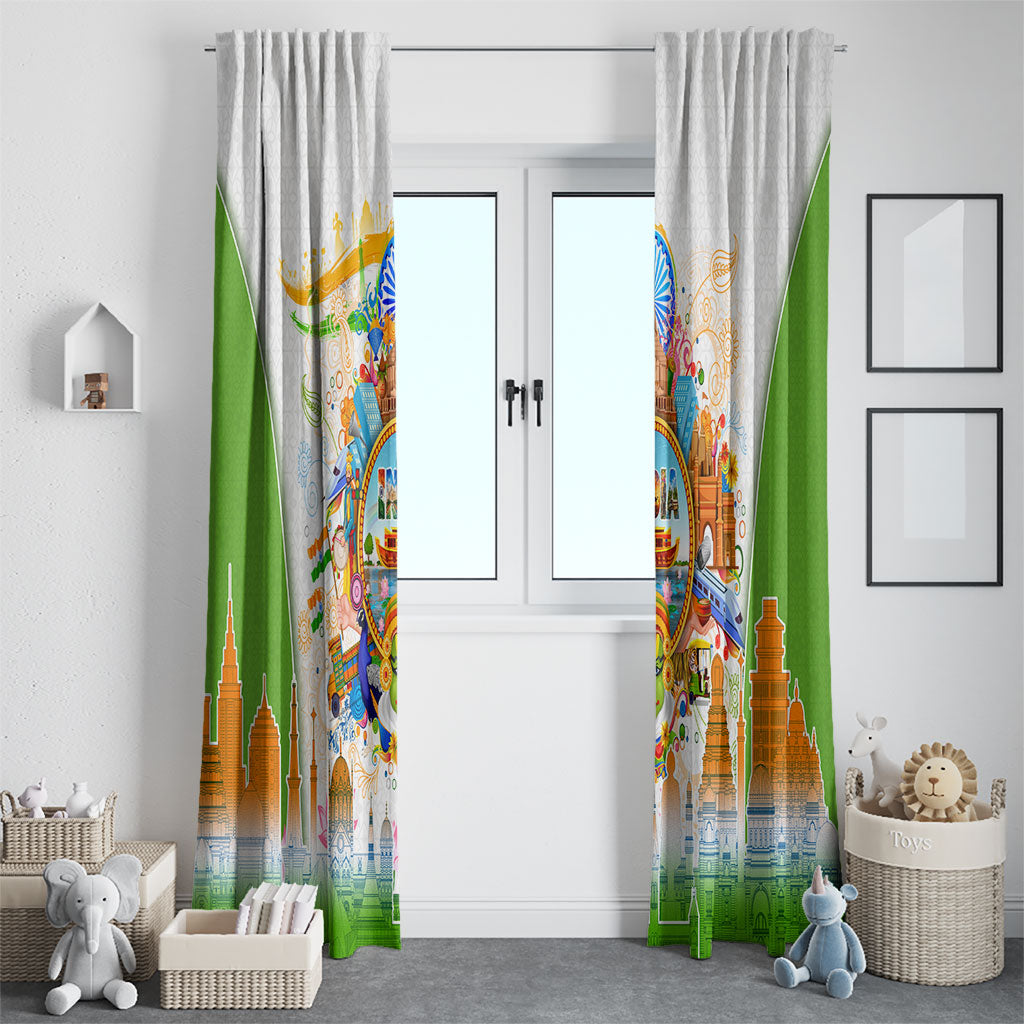 India Independence Day Window Curtain Indian Landmark Peacock Mandala Cultural Heritage