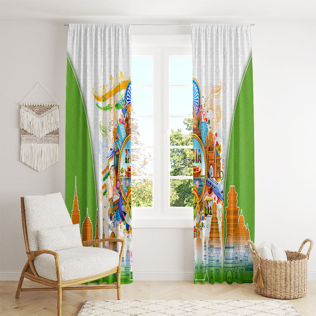 India Independence Day Window Curtain Indian Landmark Peacock Mandala Cultural Heritage