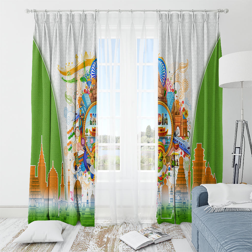 India Independence Day Window Curtain Indian Landmark Peacock Mandala Cultural Heritage