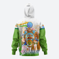 India Independence Day Zip Hoodie Indian Landmark Peacock Mandala Cultural Heritage