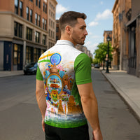 India Independence Day Zipper Polo Shirt Indian Landmark Peacock Mandala Cultural Heritage