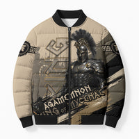 Agamemnon King Of Mycenae Bomber Puffer Jacket Ancient Greek Warrior Armor Classic Mythology