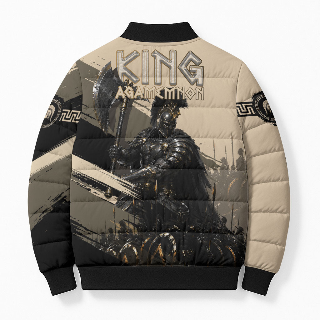 Agamemnon King Of Mycenae Bomber Puffer Jacket Ancient Greek Warrior Armor Classic Mythology
