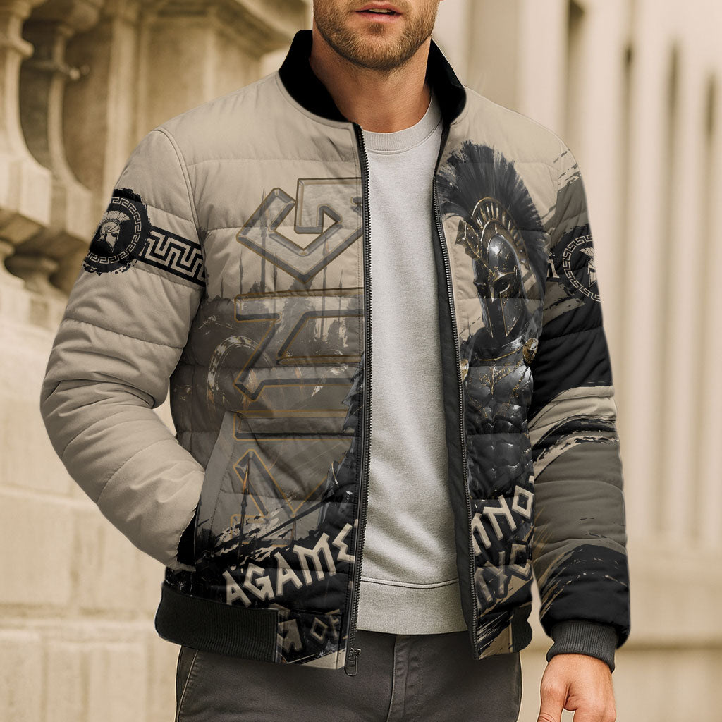 Agamemnon King Of Mycenae Bomber Puffer Jacket Ancient Greek Warrior Armor Classic Mythology
