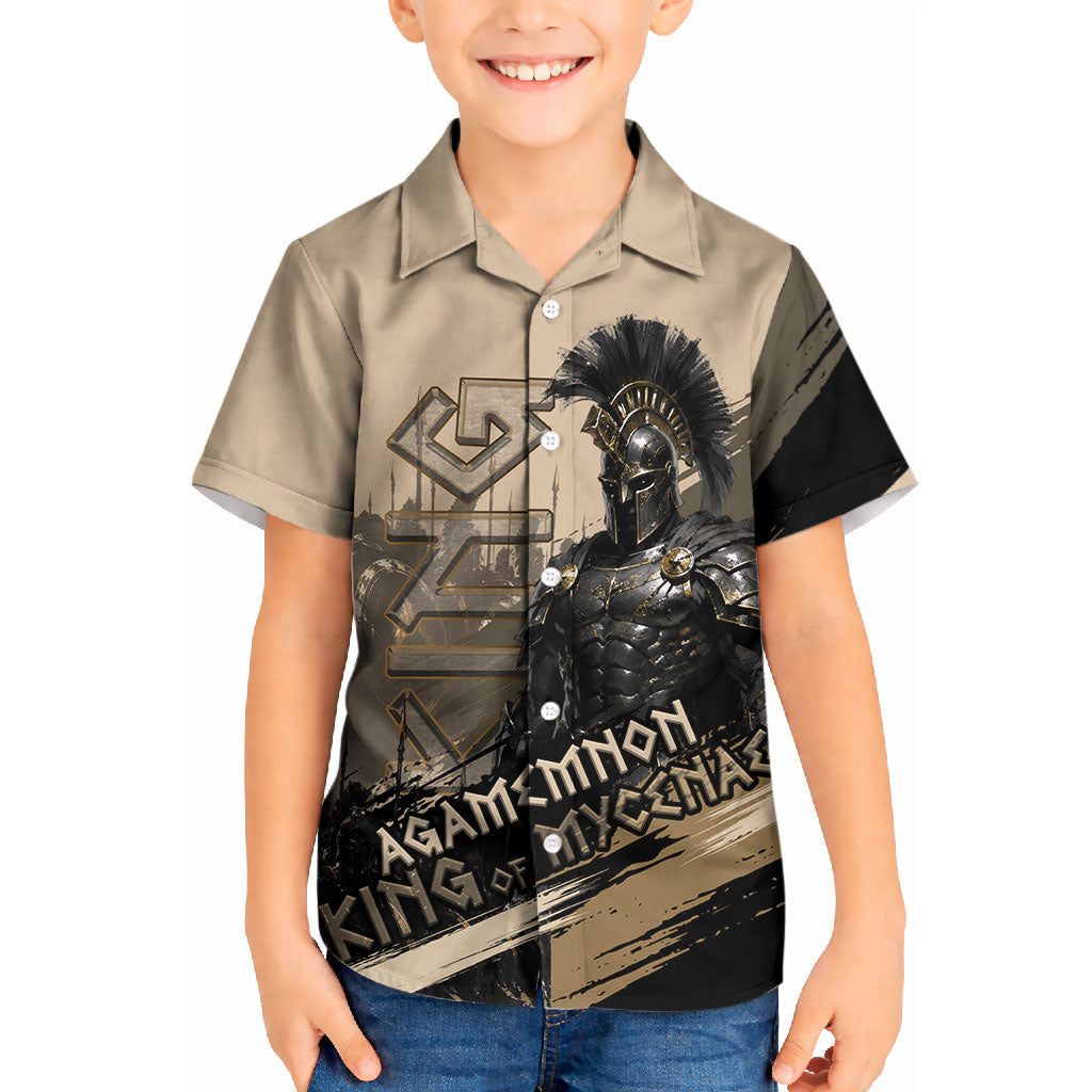 Agamemnon King Of Mycenae Kid Hawaiian Shirt Ancient Greek Warrior Armor Classic Mythology