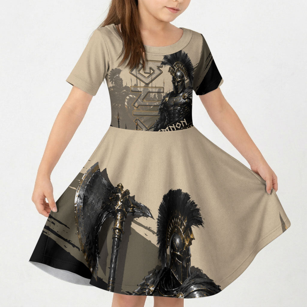 Agamemnon King Of Mycenae Kid Short Sleeve Dress Ancient Greek Warrior Armor Classic Mythology