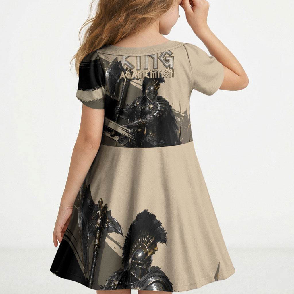 Agamemnon King Of Mycenae Kid Short Sleeve Dress Ancient Greek Warrior Armor Classic Mythology