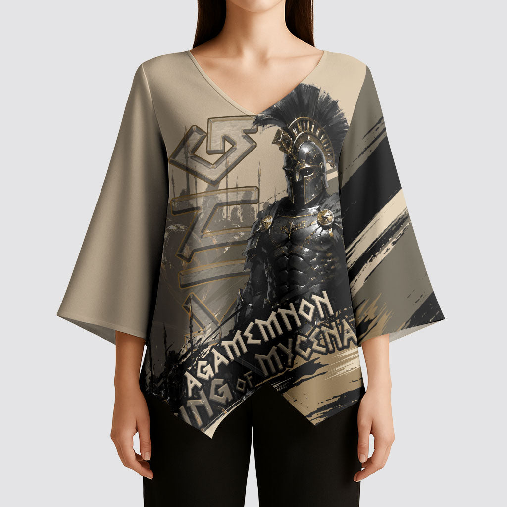 Agamemnon King Of Mycenae Kimono Sleeve Blouse Ancient Greek Warrior Armor Classic Mythology