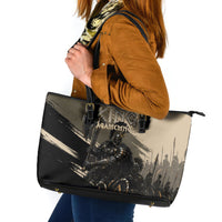 Agamemnon King Of Mycenae Leather Tote Bag Ancient Greek Warrior Armor Classic Mythology