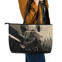 Agamemnon King Of Mycenae Leather Tote Bag Ancient Greek Warrior Armor Classic Mythology