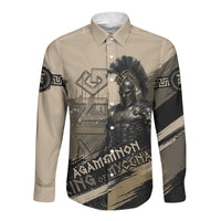 Agamemnon King Of Mycenae Long Sleeve Button Shirt Ancient Greek Warrior Armor Classic Mythology