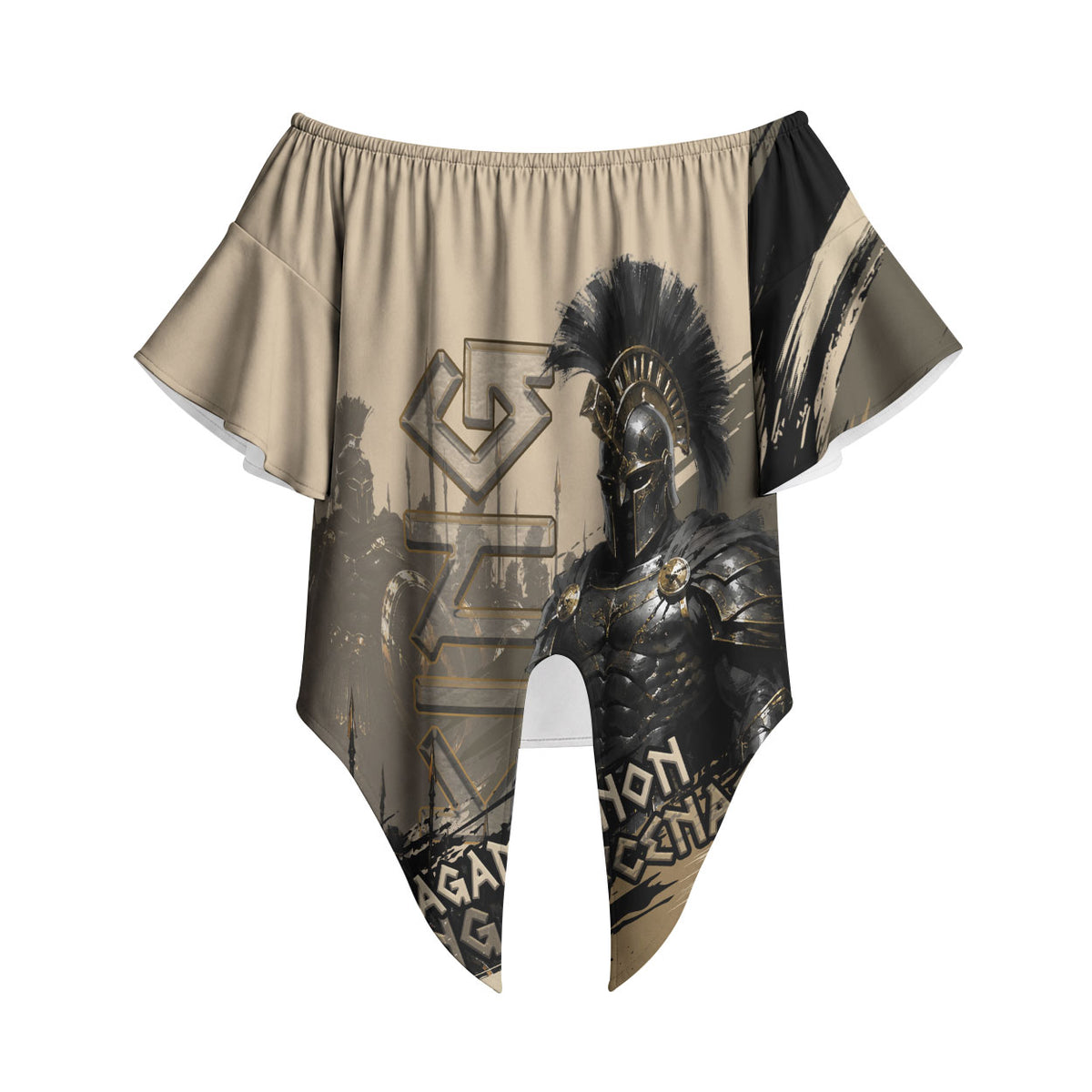 Agamemnon King Of Mycenae Off Shoulder Wrap Waist Top Ancient Greek Warrior Armor Classic Mythology