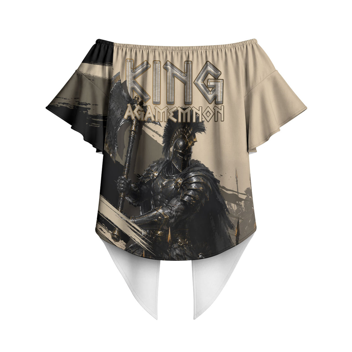 Agamemnon King Of Mycenae Off Shoulder Wrap Waist Top Ancient Greek Warrior Armor Classic Mythology