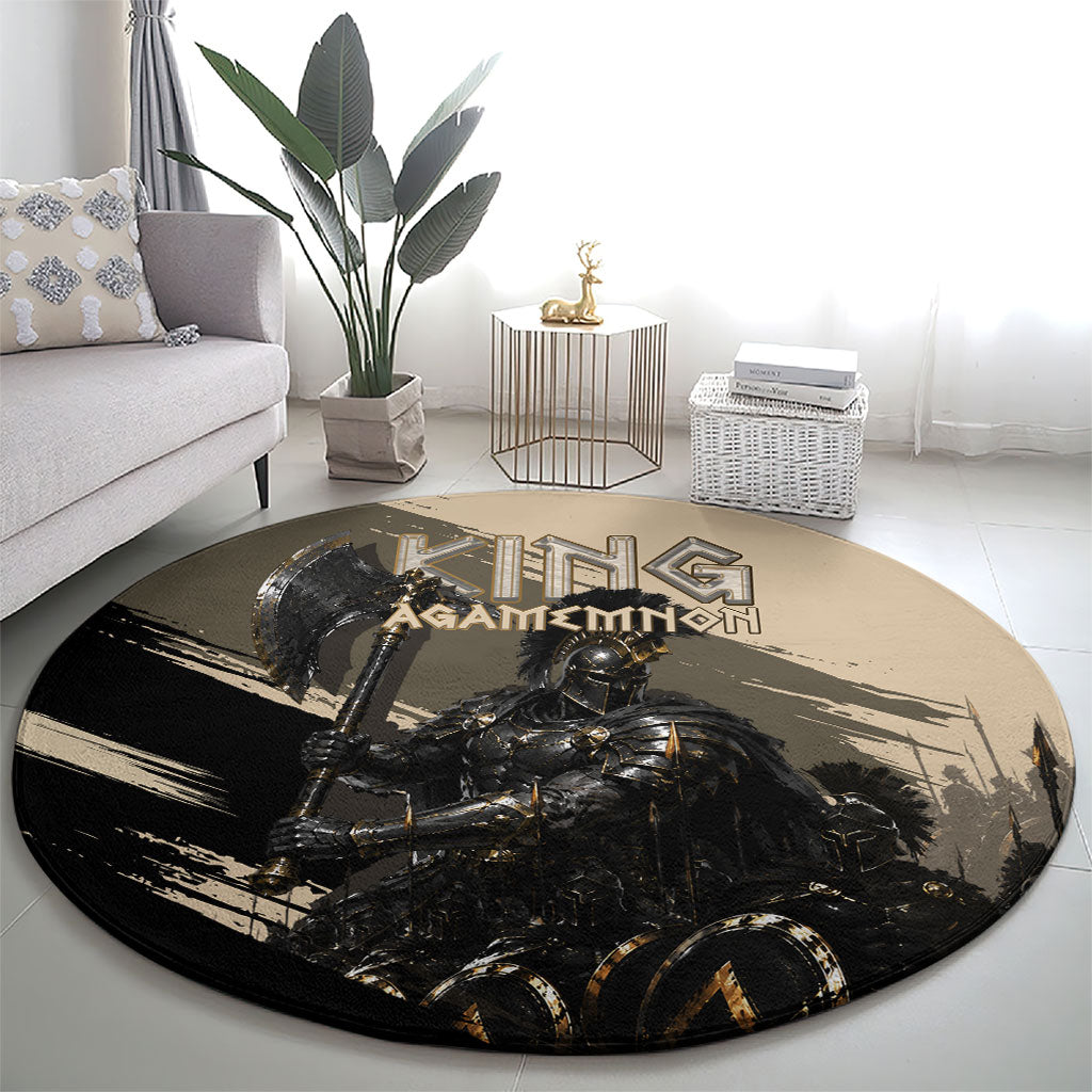 Agamemnon King Of Mycenae Round Carpet Ancient Greek Warrior Armor Classic Mythology