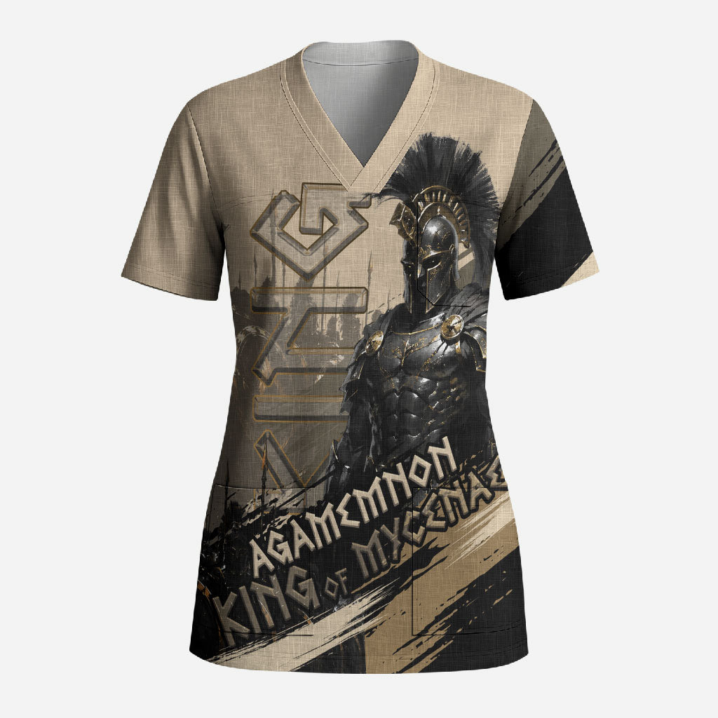 Agamemnon King Of Mycenae Scrub Top Ancient Greek Warrior Armor Classic Mythology