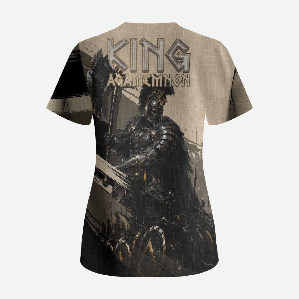 Agamemnon King Of Mycenae Scrub Top Ancient Greek Warrior Armor Classic Mythology