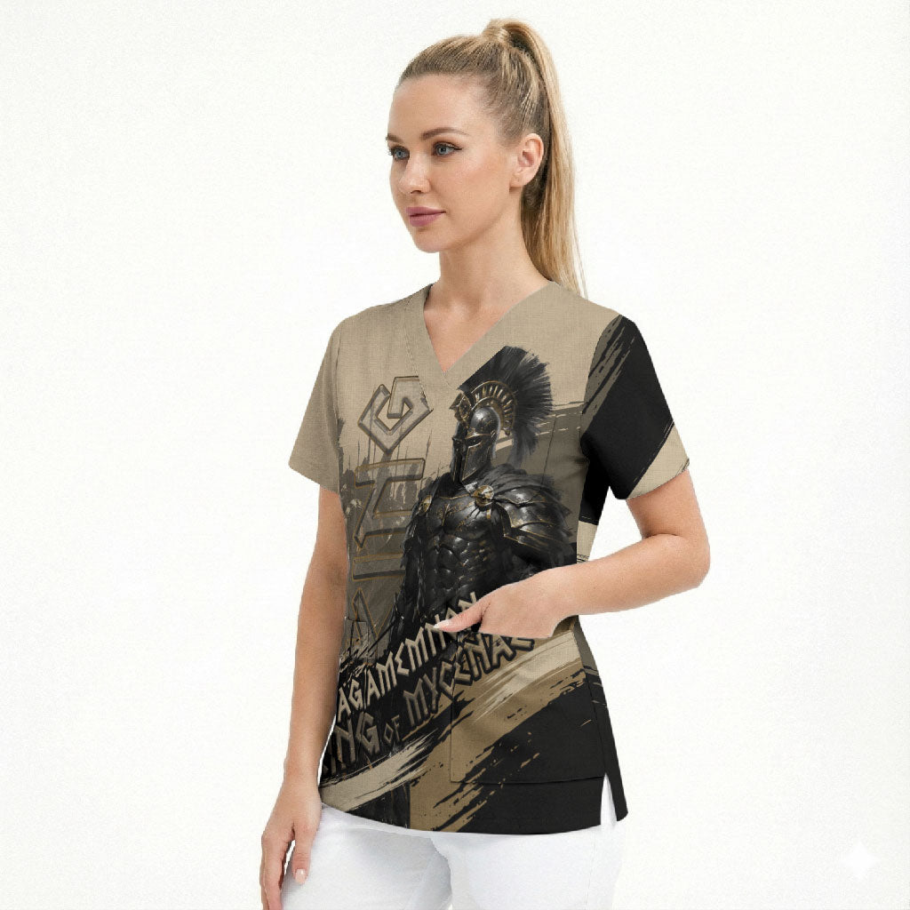 Agamemnon King Of Mycenae Scrub Top Ancient Greek Warrior Armor Classic Mythology