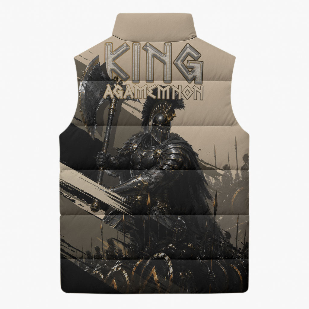 Agamemnon King Of Mycenae Sleeveless Puffer Jacket Ancient Greek Warrior Armor Classic Mythology