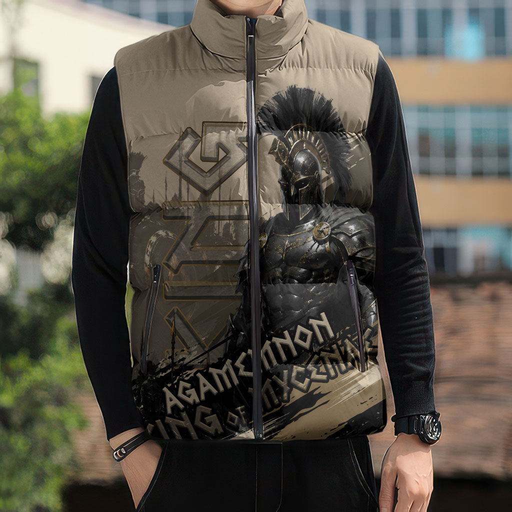 Agamemnon King Of Mycenae Sleeveless Puffer Jacket Ancient Greek Warrior Armor Classic Mythology