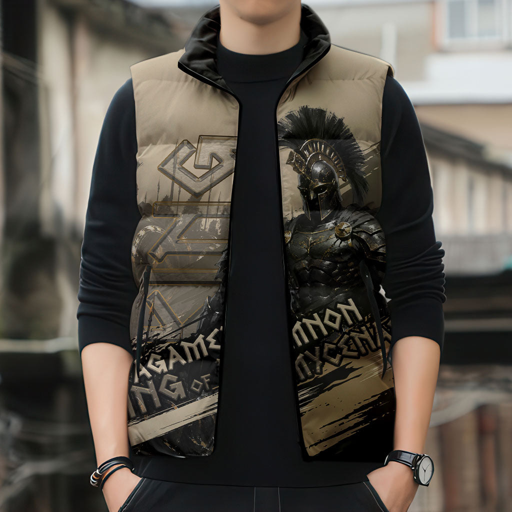 Agamemnon King Of Mycenae Sleeveless Puffer Jacket Ancient Greek Warrior Armor Classic Mythology