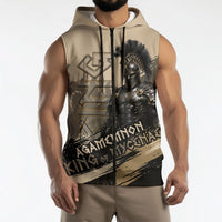 Agamemnon King Of Mycenae Sleeveless Zip Hoodie Ancient Greek Warrior Armor Classic Mythology
