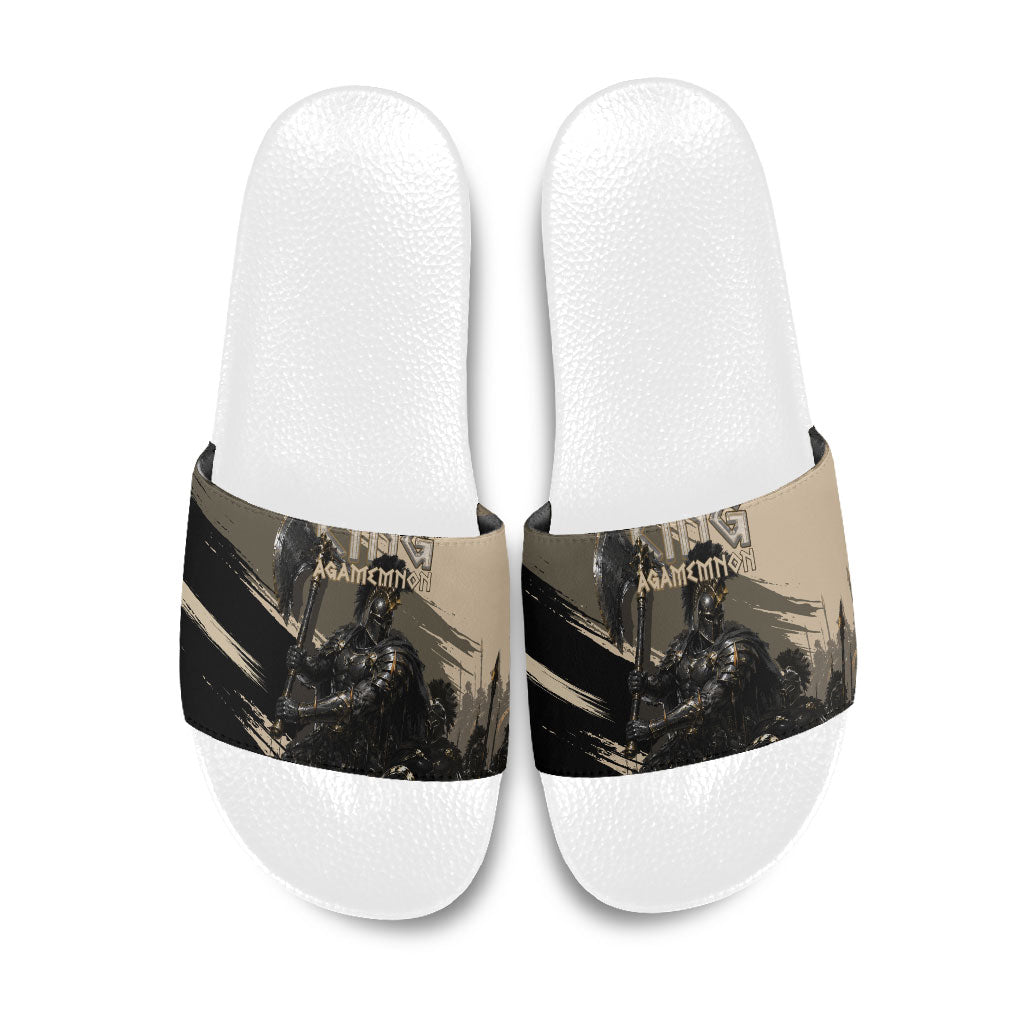 Agamemnon King Of Mycenae Slide Sandals Ancient Greek Warrior Armor Classic Mythology