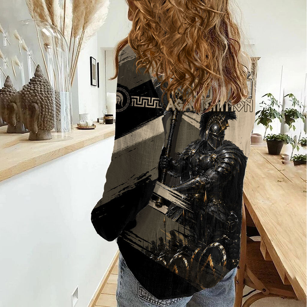 Agamemnon King Of Mycenae Women Casual Shirt Ancient Greek Warrior Armor Classic Mythology