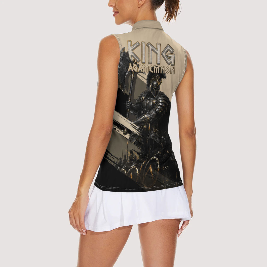 Agamemnon King Of Mycenae Women Sleeveless Polo Shirt Ancient Greek Warrior Armor Classic Mythology