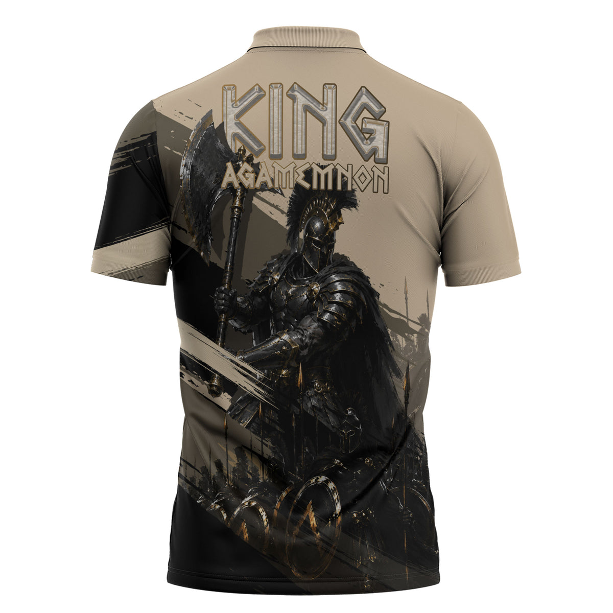 Agamemnon King Of Mycenae Zipper Polo Shirt Ancient Greek Warrior Armor Classic Mythology